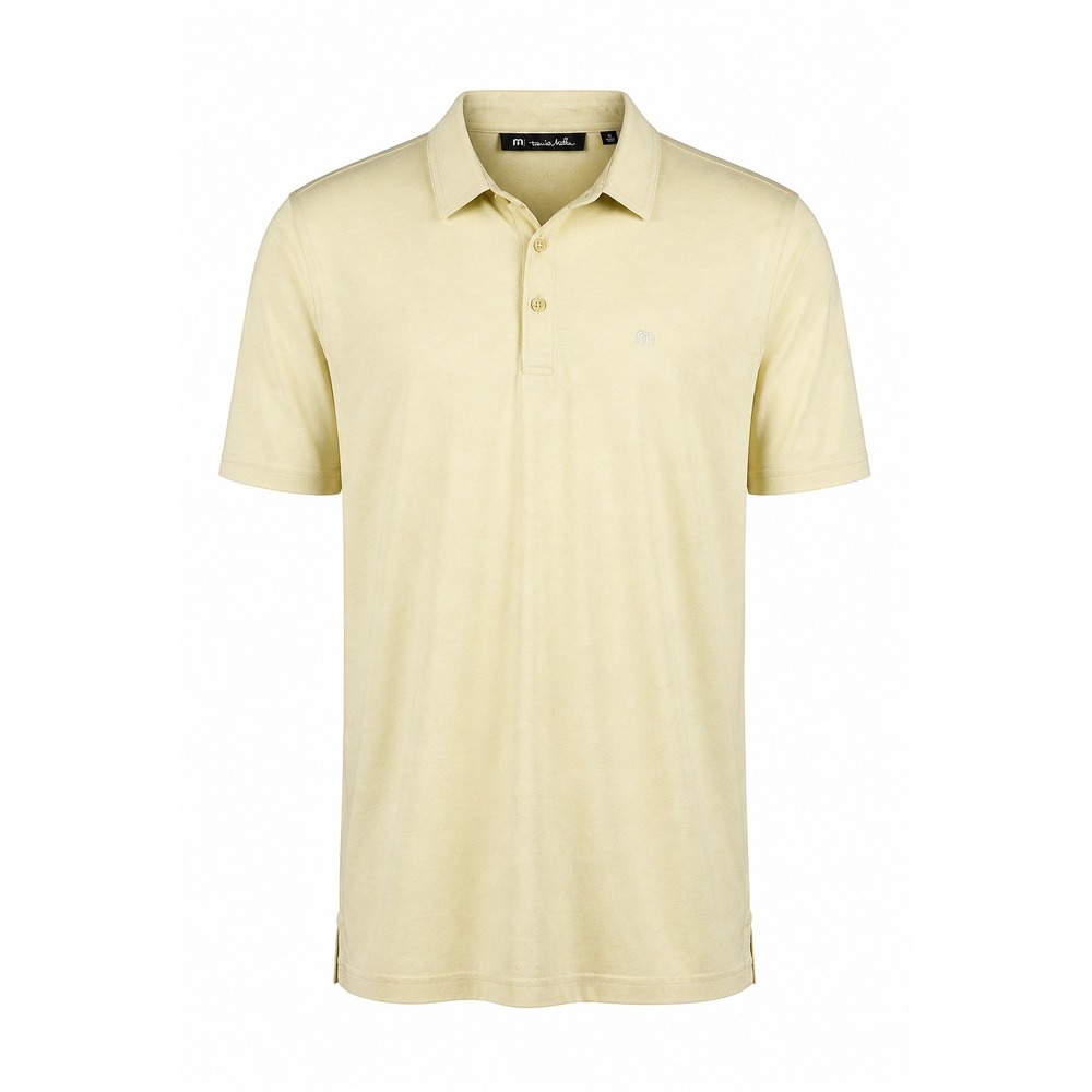 TravisMathew Mens XL Golf Polo Shirt Pale Yellow Pima Cotton Blend Heathered